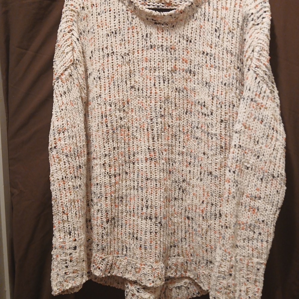 Cupio Speckled Knit Women's Sweater - Cream and Orange